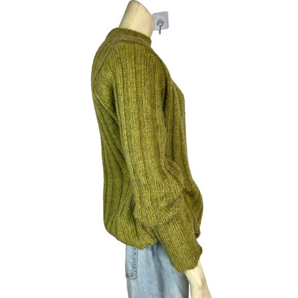 Oona New England green Sweater Acrylic Mohair Gorpcore Casual Ribbed Twee - Picture 7 of 10